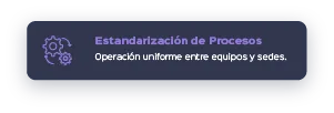 Estandarización de procesos: operación uniforme entre equipos y sedes